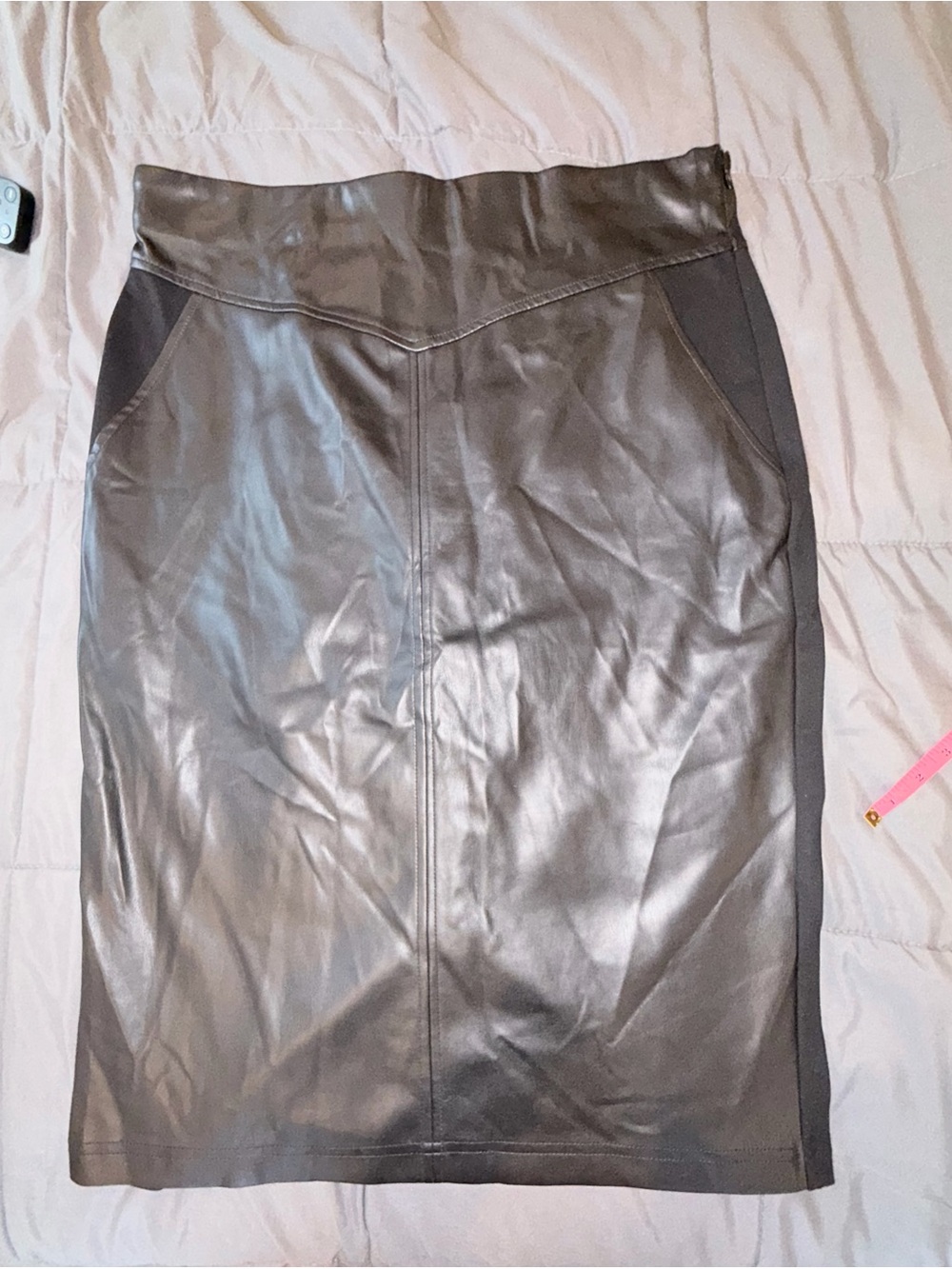 River Island Plus Black Faux Leather Midi Pencil Skirt Size 18 NWT - Picture 3 of 8